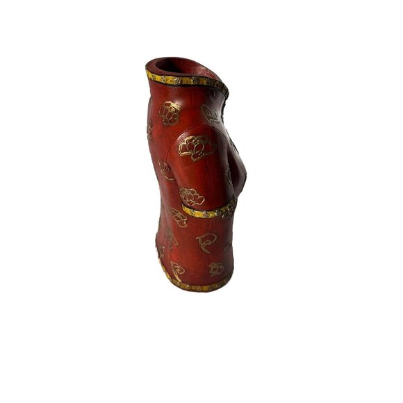 •HBH• Asian Style Shirt Vase, Used Vintage Fun Statement Piece 3.5”X6”, 7.75”h - Picture 3 of 16